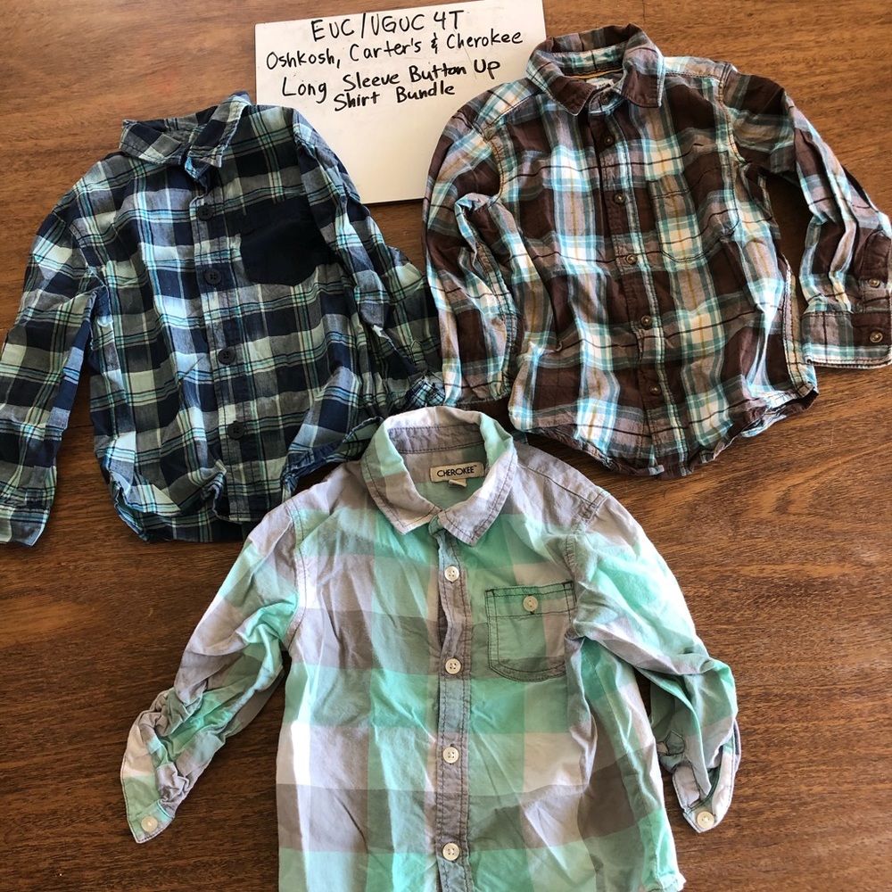 EUC / VGUC 4T Plaid Button Up Shirt Bundle